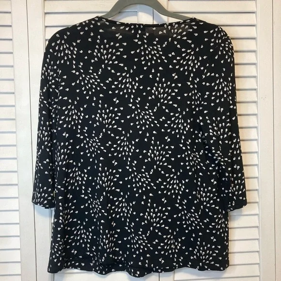 J. Jill Wherever Collection Black And White 3/4 Sleeve Top Size Small Petite - Picture 3 of 6